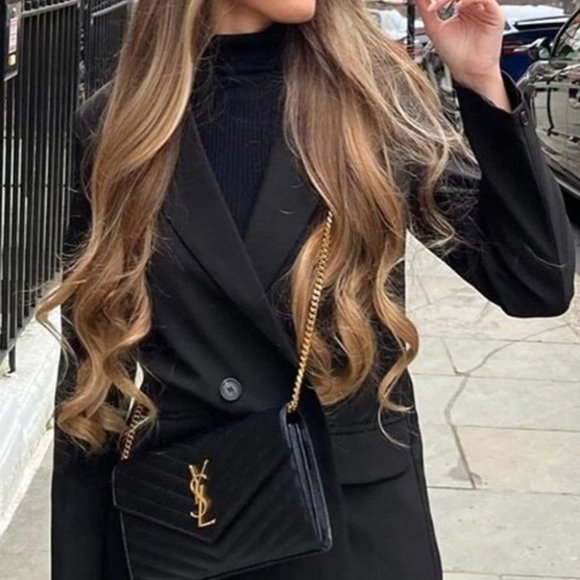 Double Breasted Lapel Neck Blazer black - Picture 5 of 16